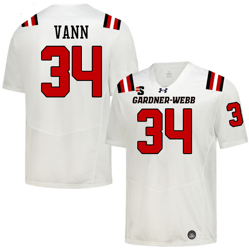 Gardner-Webb Runnin' Bulldogs #34 Christian Vann College Football Jerseys,Uniforms-White